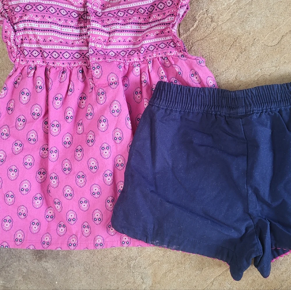 Carter's 6m Navy Baby Shorts And Printed Top Set Boho Preppy